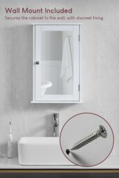 Home Discount Bath Vida Priano 1 Door Mirrored Wall Cabinet With Shelf Storage Bathroom Furniture 530 x 340 x 150 mm in White - thumbnail 4