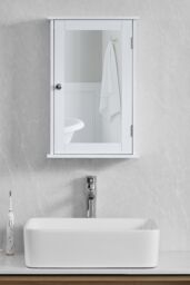 Home Discount Bath Vida Priano 1 Door Mirrored Wall Cabinet With Shelf Storage Bathroom Furniture 530 x 340 x 150 mm in White - thumbnail 5