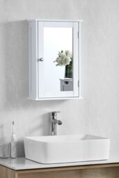 Home Discount Bath Vida Priano 1 Door Mirrored Wall Cabinet With Shelf Storage Bathroom Furniture 530 x 340 x 150 mm in White