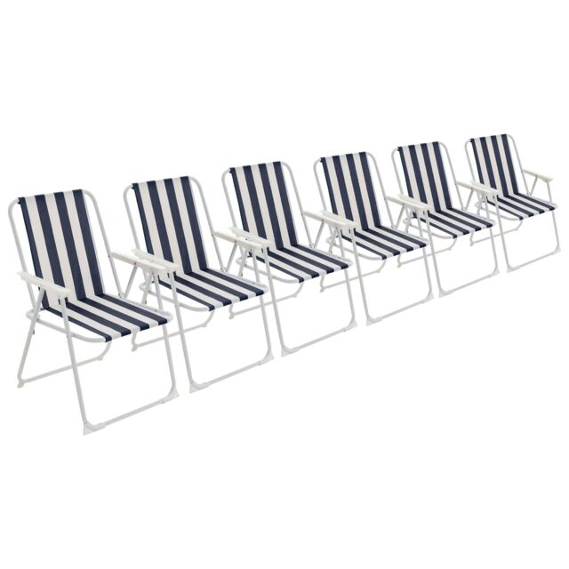 Harbour Housewares Folding Metal Beach Chairs Pack of 6 in Blue