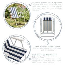 Harbour Housewares Folding Metal Beach Chairs Pack of 6 in Blue - thumbnail 2