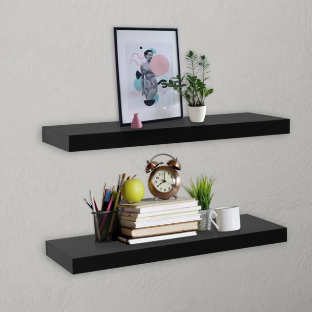 Berkfield Home Floating Wall Shelves 2 pcs Black 60x20x3.8 cm - image 1