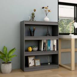 Berkfield Home Decorative Book Cabinet/Room Divider Grey 100x30x103 cm Solid Pinewood - Size: 100 x 30 x 103 cm - thumbnail 2