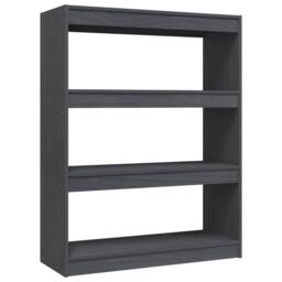 Berkfield Home Decorative Book Cabinet/Room Divider Grey 100x30x103 cm Solid Pinewood - Size: 100 x 30 x 103 cm - thumbnail 3