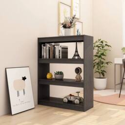 Berkfield Home Decorative Book Cabinet/Room Divider Grey 100x30x103 cm Solid Pinewood - Size: 100 x 30 x 103 cm - thumbnail 1
