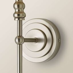 ValueLights Maggie Candlestick Style Wall Light with Linen Tapered Lamp Shade in Silver - thumbnail 4