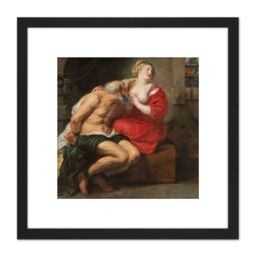 Artery8 Peter Paul Rubens Cimon & Pero Roman Charity 8X8 Inch Square Wooden Framed Wall Art Print Picture with Mount in Black - thumbnail 1