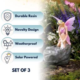 Marco Paul 3pck Solar Fairy Garden Ornaments - thumbnail 3