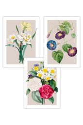 ARTZE Set of 3 Vintage Spring Flowers Daffodil on Beige Art Posters in Light Beige - Size: W50 cm x H70 cm - thumbnail 1