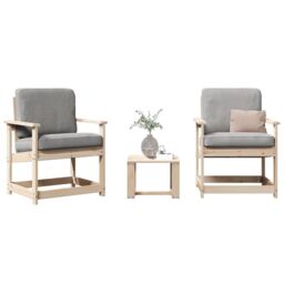 Berkfield Home 3 Piece Garden Lounge Set Solid Wood Pine in Brown