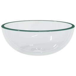 Berkfield Home Modern Basin Tempered Glass 30x12 cm Transparent in Clear - thumbnail 3