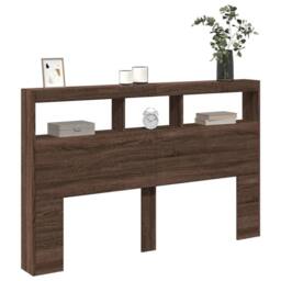 Berkfield Home Headboard Cabinet with LED Brown Oak 160x17x102 cm - Size: 160 x 17 x 102 cm - thumbnail 5