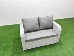 Fimous Outdoor Furniture with Love Sofa Patio Furniture 5 Seater in Light Grey - thumbnail 4