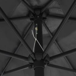 Berkfield Home Parasol with LED Lights & Aluminium Pole 270 cm Anthracite in Black - thumbnail 5