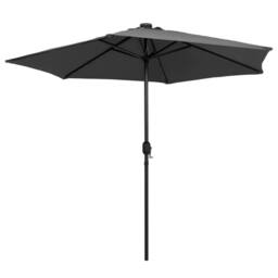 Berkfield Home Parasol with LED Lights & Aluminium Pole 270 cm Anthracite in Black - thumbnail 3