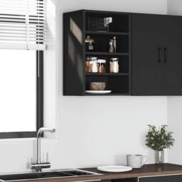 Berkfield Home Hanging Cabinet Black 40x29.5x60 cm Engineered Wood - thumbnail 1
