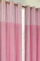 Homescapes Polka Dots Pink Ready Made Eyelet Curtain Pair - Size: 117 cm width x 137 cm drop
