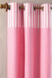 Homescapes Polka Dots Pink Ready Made Eyelet Curtain Pair - Size: 117 cm width x 137 cm drop - thumbnail 2