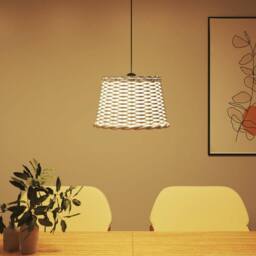 Berkfield Home Charming Ceiling Lamp Shade White √ò40x26 cm Wicker - Size: 40x26 cm