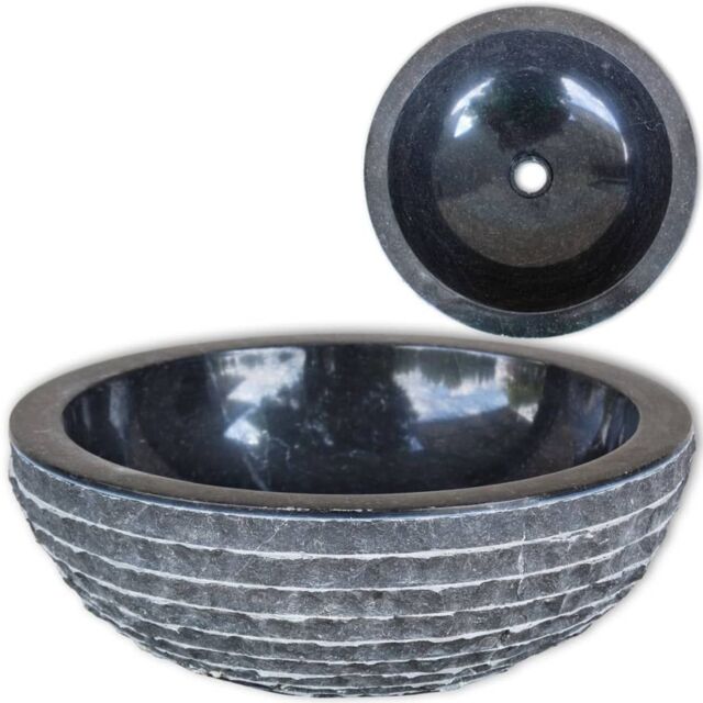 Berkfield Home Basin Marble 40 cm Black - image 1