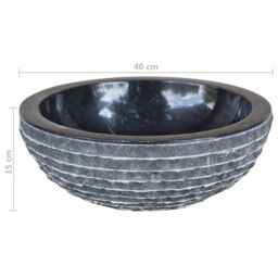 Berkfield Home Basin Marble 40 cm Black - thumbnail 5