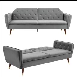 Bravich LTD Victoria Sofa Bed 3 Seater Velvet Click Clack in Grey - thumbnail 6