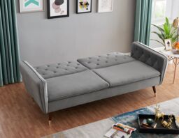 Bravich LTD Victoria Sofa Bed 3 Seater Velvet Click Clack in Grey - thumbnail 3