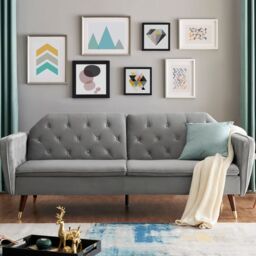 Bravich LTD Victoria Sofa Bed 3 Seater Velvet Click Clack in Grey - thumbnail 1