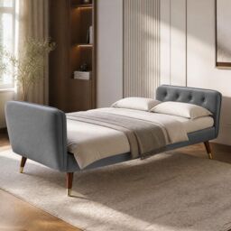 Bravich LTD Victoria 3 Seater Velvet Sofa Bed Convertible Guest Bed Settee in Light Grey - thumbnail 3