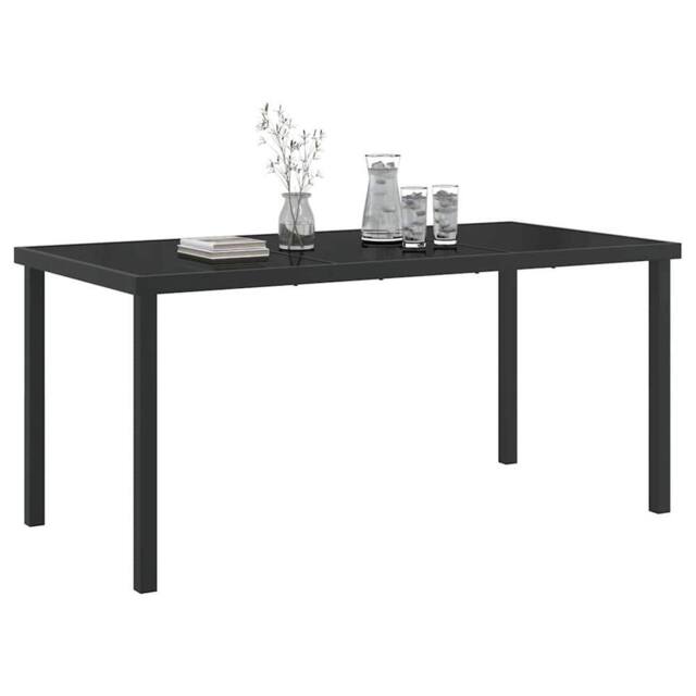 Berkfield Home Garden Table Black 160x80x73 cm Tempered Glass - Size: 160 x 80 x 73 cm - image 1