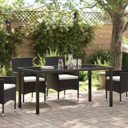 Berkfield Home Garden Table Black 160x80x73 cm Tempered Glass - Size: 160 x 80 x 73 cm - thumbnail 2