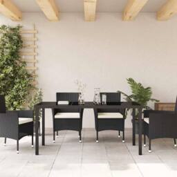 Berkfield Home Garden Table Black 160x80x73 cm Tempered Glass - Size: 160 x 80 x 73 cm - thumbnail 4
