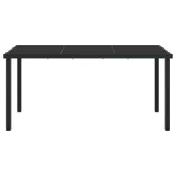 Berkfield Home Garden Table Black 160x80x73 cm Tempered Glass - Size: 160 x 80 x 73 cm - thumbnail 5