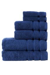 CHRISTY 'Antalya' 100% Turkish Cotton 6 Piece Luxury Bath Towel Set in Dark Blue - thumbnail 1