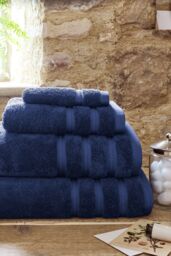 CHRISTY 'Antalya' 100% Turkish Cotton 6 Piece Luxury Bath Towel Set in Dark Blue - thumbnail 4
