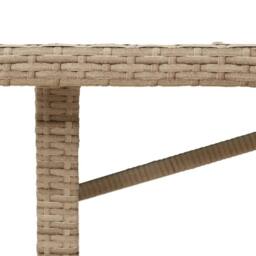 Berkfield Home Garden Table with Glass Top Beige 190x80x75 cm Poly Rattan - Size: 190 x 80 x 75 cm - thumbnail 9
