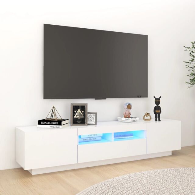 Berkfield Home TV Cabinet with LED Lights White 180x35x40 cm - Size: 180 x 35 x 40 cm - image 1