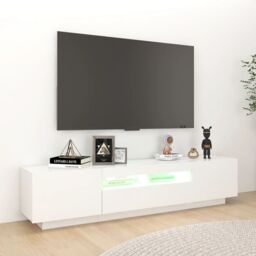 Berkfield Home TV Cabinet with LED Lights White 180x35x40 cm - Size: 180 x 35 x 40 cm - thumbnail 4