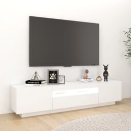 Berkfield Home TV Cabinet with LED Lights White 180x35x40 cm - Size: 180 x 35 x 40 cm - thumbnail 5
