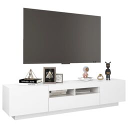 Berkfield Home TV Cabinet with LED Lights White 180x35x40 cm - Size: 180 x 35 x 40 cm - thumbnail 6
