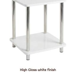 FORGEVIO White Gloss 2 Tier Side Coffee End Table Storage Shelf Bedroom - thumbnail 3