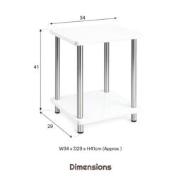 FORGEVIO White Gloss 2 Tier Side Coffee End Table Storage Shelf Bedroom - thumbnail 2
