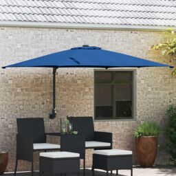 Berkfield Home Patio Umbrella Azure Blue Steel, Polyester Large Adjustable - thumbnail 1
