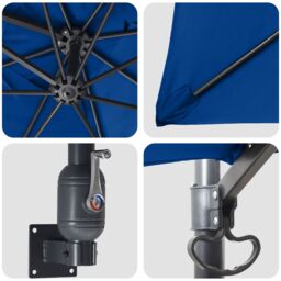 Berkfield Home Patio Umbrella Azure Blue Steel, Polyester Large Adjustable - thumbnail 7