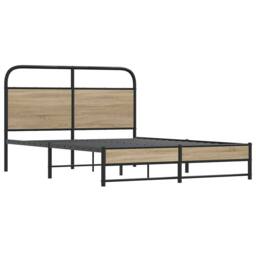 Berkfield Home Bed Frame Without Mattress 120x200 cm Smoked Oak Engineered Wood in Brown - Size: Small Double - thumbnail 3