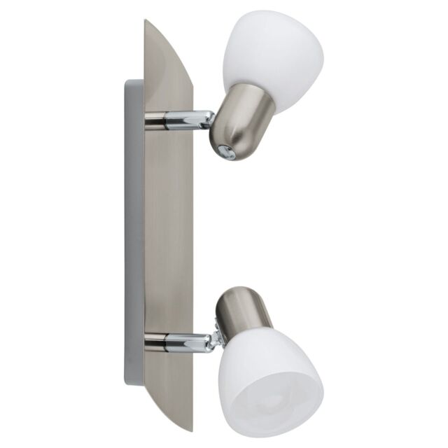 Loops Wall 2 Spot Light Colour Satin Nickel Shade White Satin Glass Bulb E14 2x40W in Metallics - image 1