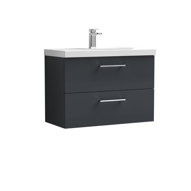 Balterley Bathroom Wall Hung 2 Soft Close Drawer Vanity Unit, Satin Green, 610mm in Grey - image 1