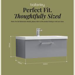 Balterley Bathroom Wall Hung 2 Soft Close Drawer Vanity Unit, Satin Green, 610mm in Grey - thumbnail 5