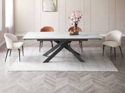 Vente-unique 6 - 10 Seater Extendable Dining Table In Ceramic & Metal - White and in Grey - thumbnail 5