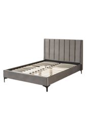 Aspire Olivier Divan, Plush Fabric, Strutted Headboard, No Drawers in Grey - Size: King - thumbnail 5